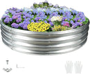 Durable Round Galvanized Steel Raised Garden Bed for Planting,Round Galvanized Steel Fire Ring/Fir Pit for Outdoor- 5×5×1FT,0.8MM Thick (Silver, 60 ins Diameter x 12 ins high) by GreenHaven Gardens