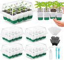 Reusable Seed Starter Tray, 4 Pack Silicone Seed Starter Kit for Starting Plant Seeds with Humidity Adjustable Dome and Lid, Indoor Seed Starting Supplies with Water Spray Bottle for Plants, BPA-Free by GreenHaven Gardens