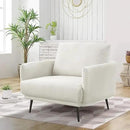 Oversized Accent Chair for Living Room Chairs Reading Arm Chair Comfy Modern Single Sofa Side Chairs with Metal Legs & Soft Cushion for Bedroom, Balcony,Waiting Room (Polyester, Pearl White) by CozyNest Decor