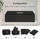 Medium 15" 21 Quart Collapsible Stackable Storage Bins with Lids, 5 Packs Black Foldable Fabric Closet Storage Boxes with Lids, Lidded Heavy-duty Linen Baskets(15x11x8) by TinyTreasures Baby Boutique