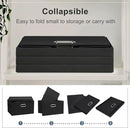 Medium 15" 21 Quart Collapsible Stackable Storage Bins with Lids, 1 Pack Black Foldable Fabric Closet Storage Boxes with Lids, 4 Handles Heavy-duty Linen Cube Baskets for Bedroom by CozyNest Decor
