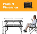Camping Table 3FT Grill Table Foldable Folding Picnic Portable Stand Mesh 2 Height Adjustable Outdoor Card BBQ RV Black 35.5×23.6 ×26 inch by GreenHaven Gardens