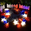 20 LED 4th of July Decor Big Star Lights, 17FT Red White and Blue Star String Lights Plug in, Memorial Day Independence Day Patriotic Decorations Outdoor Indoor for Home Garden Patio, White Wire by GreenHaven Gardens