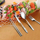 3 Pack Reusable Flatware Sets Knife, Fork, Spoon, Chopsticks, 12Pcs Portable Travel Stainless Steel Tableware Dinnerware with Carrying Case by CozyNest Decor
