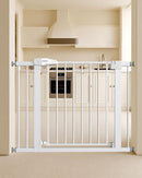 Baby Gate for Stairs, 29.5-40.5" Dog Gate for Doorways, Walk Thru Auto Close Metal Child Gate for The House, Stairs and Doorways, Pressure Mounted Pet Gate for Dog Indoor (White) by TinyTreasures Baby Boutique