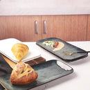 Serving Platters Set of 4, Rectangular Serving Plates, Serving Trays for Entertaining Party, Microwave,Oven,Dishwasher Safe,Kitchen Dinnerware, Blue reactive glaze 12.7 Inch by CozyNest Decor