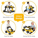 BABY JOY 4-in-1 Baby Walker, Foldable Activity Walker with Adjustable Height & Speed, Music, Lights, Anti-Rollover, Toddler Push Walker, Baby Walker with Wheels for Boys Girls 6-18 Months (Yellow) by TinyTreasures Baby Boutique