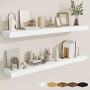 fuqing Floating Shelves for Wall, Bathroom Shelf Wall Mounted for Storage, Shelves with Invisible Bracket for Bedroom, Kitchen, Living Room, Farmhouse Small Book Shelf, 48 Inch Set of 2, White by CozyNest Decor