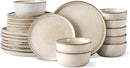GBHOME Ceramic Dinnerware Sets for 8, 24 Pieces Stoneware Plates and Bowls Sets, Scratch Resistant Dishes, Dishwasher & Microwave Safe, Reactive Glaze-Cappuccino by CozyNest Decor