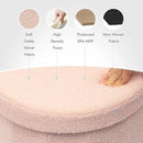 B FSOBEIIALEO Storage Ottoman Cube, Round Ottomans with Storage Foot Stool Footrest for Lving Room, Boucle Ottoman Seat for Dorm Room,Faux Teddy Fur, Pink 15"x15"x15" by CozyNest Decor