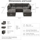 mopio Oversized Modular Sectional Sofa with Fully Removable Covers and Storage, Convertible U, L-Shaped and Sleeper Sectional, Modern Couches with Ottoman Chaise (Stone Gray Fabric, 5 Seats, U) by CozyNest Decor