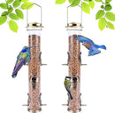 MIXXIDEA 2PK Metal Wild Bird Feeder Squirrel Proof Bird Feeders for Outside Hanging 6 Port Tube Bird Feeder Transparent Finch Feeder with Steel Hanger (Bronze) by CozyNest Decor