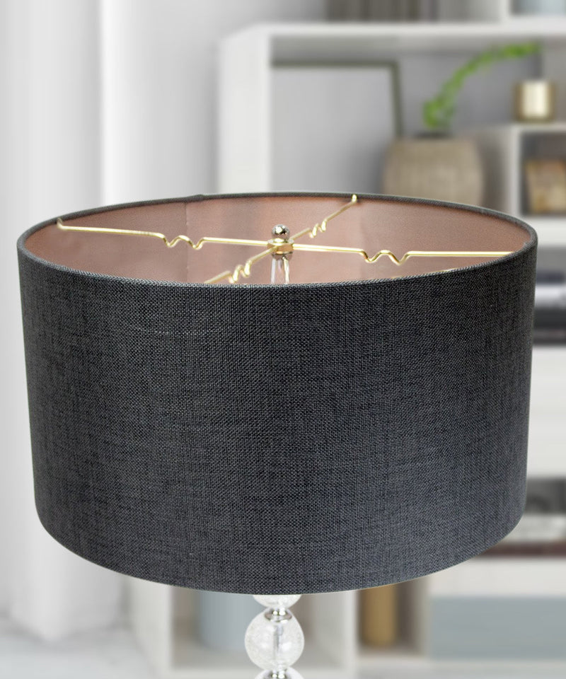 16"x16"x9" Granite Gray Burlap Hardback Drum Lampshade