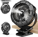 Ausic 3-in-1 Portable Clip on Fan with Misting & LED Lights & Hook, 100ML Baby Stroller Fan, 5200mAh Rechargeable Battery Operated & 360° Rotation & 3 Speeds for Table Outdoor Travel Camp Golf Cart by TinyTreasures Baby Boutique