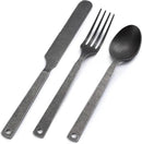 Barebones Flatware Silverware Set - Formal Camping Utensils - Stainless Steel Cutlery Set of 6 - Camping Utensil Set with Forks, Knives, and Spoons (Matte Black) by GreenHaven Gardens