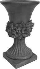 Christopher Knight Home Jorine Light Concrete Planter, Patio Planter, Mid-Centry Gadern Urn, Large Garden Pot, Floral Relif Design, Flower Urn with Drainage Hole for Backyard Home, Antique Gray by CozyNest Decor