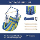 Highwild Hammock Chair Hanging Rope Swing - Max 500 Lbs - Steel Spreader Bar with Anti-Slip Rings - for Any Indoor or Outdoor Spaces (Blue Striped) by GreenHaven Gardens