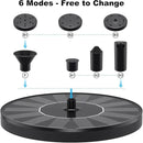 Solar Fountains,Solar Water Fountain,Solar Powered Bird Bath Fountain with 6 Nozzles - Free Standing Floating Solar Water Fountain for Bird Bath, Garden, Pond, Pool (Black-1.4W) by GreenHaven Gardens