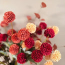 Fall Flowers, Burnt Orange Faux Kiku Flowers Artificial 10 Stems + Eucalyptus, Fake Silk Mums Fall Floral Centerpiece, Autumn Decor, Terracotta Mini Balls Faux Stems For Vase, Decoración de Otoño by CozyNest Decor