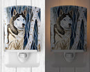 Siberian Husky Ceramic Night Light Compact, UL-Certified, Ideal for Bedroom, Bathroom, Nursery, Hallway, Kitchen, 6x4x3, Multicolor