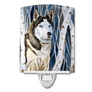 Siberian Husky Ceramic Night Light Compact, UL-Certified, Ideal for Bedroom, Bathroom, Nursery, Hallway, Kitchen, 6x4x3, Multicolor