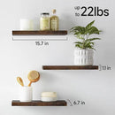 BAYKA Bathroom Floating Shelves for Wall – Bathroom Shelf Over Toilet Farmhouse Rustic Wood for Bedroom, Kitchen, or Living Room Decor – Rustic Brown, Set of 3, Sturdy Storage with 22lb Capacity by CozyNest Decor