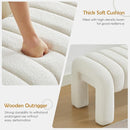 43.3" Bedroom Bench, Upholstered Entryway Bench, Modern End of Bed Ottoman with Solid Wood Legs and Adjustable Foot Pegs for Entryway, Dining Room and Living Room (White Teddy) by CozyNest Decor