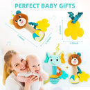 Baby rattles 0-6 months, Set of 2 rattles for babies 0-6 months, Soft Stuffed Animal Rattle Hand Grip Baby Toys, baby rattle Shaker Crinkle Squeaky Sensory Travel Accessories for 0 3 6 9 12 Months old by TinyTreasures Baby Boutique