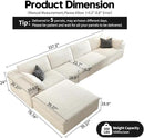 157.5" Cloud Couch Modular Sectional Sofa for Living Room,Modern Sofa with Deep Seat，L-Shape Boneless Couch with Ottoman,Comfy Upholstered Corduroy Couches for Apartment, Studio, Office,Bedroom，White by CozyNest Decor