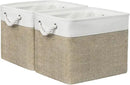 TcaFmac Organization and Storage Basket for Shelves - 16x12x12 inch Large 2 Pack Collapsible Storage Bins for Organization, Fabric Storage Cubes for Box Cloth Toy Books Kids (White & Khaki) by CozyNest Decor