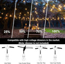 Outdoor String Lights LED 100FT Commercial Grade Heavy Duty Light String Lights with 30 Sockets 32 Shatterproof Plastic Bulbs Include 2 Spare S14 Dimmable Edison Bulbs Patio Market Cafe Light by GreenHaven Gardens