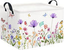 HIYAGON Rectangular Baby Girl Basket Kids Baby Storage Basket Toy Storage Bin Organizer Box Room Decor(Purple Flower) by TinyTreasures Baby Boutique