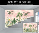 Watercolor Pink Tropical Botanical Leaf Wallpaper Mural for Nursery Girls Bedroom (Not Peel and Stick) by CozyNest Decor