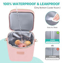 PIIOSER Breastmilk Cooler Bag with Ice Pack Fits 6 Baby Bottles Up to 9 Ounce, Insulated Baby Bottle Tote Bags, Double Layer Waterproof Leak-Proof with Shoulder Strap for Nursing & Working Mom (Pink) by TinyTreasures Baby Boutique