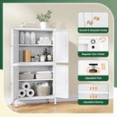 Letaya Storage Cabinet with Doors and Shelves,Small Freestanding Bathroom Floor Metal Cabinets -White by CozyNest Decor
