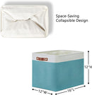 DULLEMELO Large Closet Storage Baskets Canvas Storage Baskets for Organizing 2 Pack Collapsible Home Organizer With Handles (White&Teal) by TinyTreasures Baby Boutique