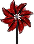 Wind Spinners Outdoor - Red Metal Windmill with Stake for Yard and Garden, Kinetic Wind Sculptures & Spinners, Gift Decor Ideas for Garden Lovers (12" W x 70" H) by CozyNest Decor