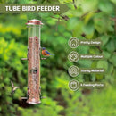 MIXXIDEA 2PK Metal Wild Bird Feeder Squirrel Proof for Outside Hanging - 6 Port Tube Transparent Finch Feeder With Steel Hanger (Antique Copper) by CozyNest Decor
