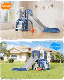 XJD 7 in 1 Toddler Slide, Kids Indoor Slide for Toddlers 12 to 36 Months, New Upgrade with Golf, Basketball Hoop for Indoor Outdoor Playset,Toddler Playground (Blue Gley) by TinyTreasures Baby Boutique