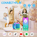 Kinglucky Mini Karaoke Machine for Kids, 2025 TOP Birthday Gifts Ideas for 3-12 Year Old Girls, Christmas Party Gifts Kids' Personal Video Players Accessories with 2 Wireless Microphones - Gold Blue by TinyTreasures Baby Boutique