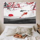 Houselerax Japanese Koi Fish Tapestries, Cherry Blossoms Asian Oriental Flower Branch Koi Fish Carp Tapestry Wall Hanging for Bedroom Living Room Office Decor 90"x60" by CozyNest Decor