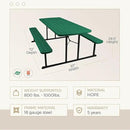 OEF Furnishings Heavy Duty Blow Molded Folding Picnic Table - Green, Black Frame by GreenHaven Gardens
