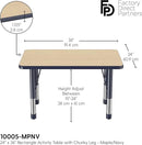 Factory Direct Partners FDP Rectangle Activity School and Classroom Kids Table (24 x 36 inch), Chunky Toddler Leg, Adjustable Height 15-24 inches - Maple Top and Navy Edge by CozyNest Decor