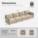 134.6" Modular Sectional Sofa, Oversized 4 Seater Couch with Removable Beige Chenille Fabric Cover, Deep Seat & High Backrest for Living Room, Office & Apartment by CozyNest Decor