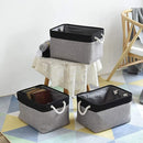 TheWarmHome Collapsible Storage Bin for Shelves - 16x12x8 inch Large 3 Pack Storage Basket for Organizing with Rope, Fabric Storage Cubes for Organizer Toy Cloth Gift Closet (Black & Grey) by TinyTreasures Baby Boutique