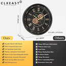 CLXEAST 24 Inch Wall Clock with Moving Gears, Black Gold Roman Numeral Wall Clocks for Modern Farmhouse Living Room Decor,House Warming Gifts New Home by CozyNest Decor
