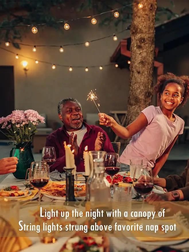 DAMAING Outdoor String Lights 400FT Patio Lights with 208 shatterproof G40 dimmable Globe LED Bulb, Waterproof connectable Outdoor Lighting for Backyard Porch Balcony gazobo, 4-Pack 100FT,Black, photo 3 of 6