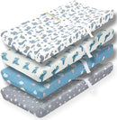 4 Pack Soft Baby Boy Sheets Dinosaur Star Cloud Soft Polyester Neutral Unisex Fitted Sheets Set for Baby Boys by TinyTreasures Baby Boutique