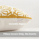 HWY 50 Mustard Yellow Decorative Lumbar Pillow Cover Rectangle 12x20 Inch (1 Piece), Embroidered Cotton Farmhouse Cushion Cover Pillow Case for Sofa Couch Living Room Bed, Minimalist Floral by CozyNest Decor