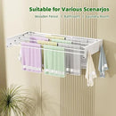 Wall Mounted Drying Rack for Laundry 31.5'', Folding Drying Rack Clothing Wall Mount with 5 Rods and 6 Hooks, Space Saving for Indoor Outdoor Bathroom Balcony (White, 31.5'') by CozyNest Decor
